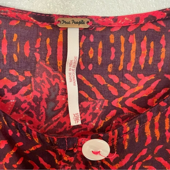 Free People Gotta Have You Tunic Cap Sleeve Flowy Red Orange Tiered Top Size XS - Picture 6 of 10